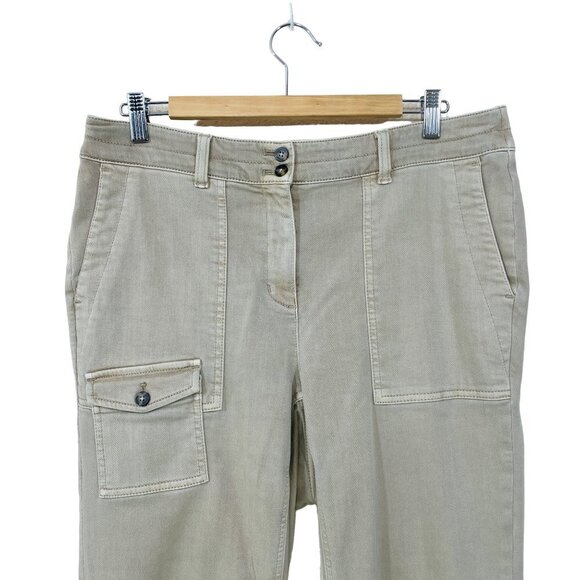 J Jill Pants Womens Size 16 Cargo Pocket Casual Canvas Beige Khaki - Picture 3 of 6